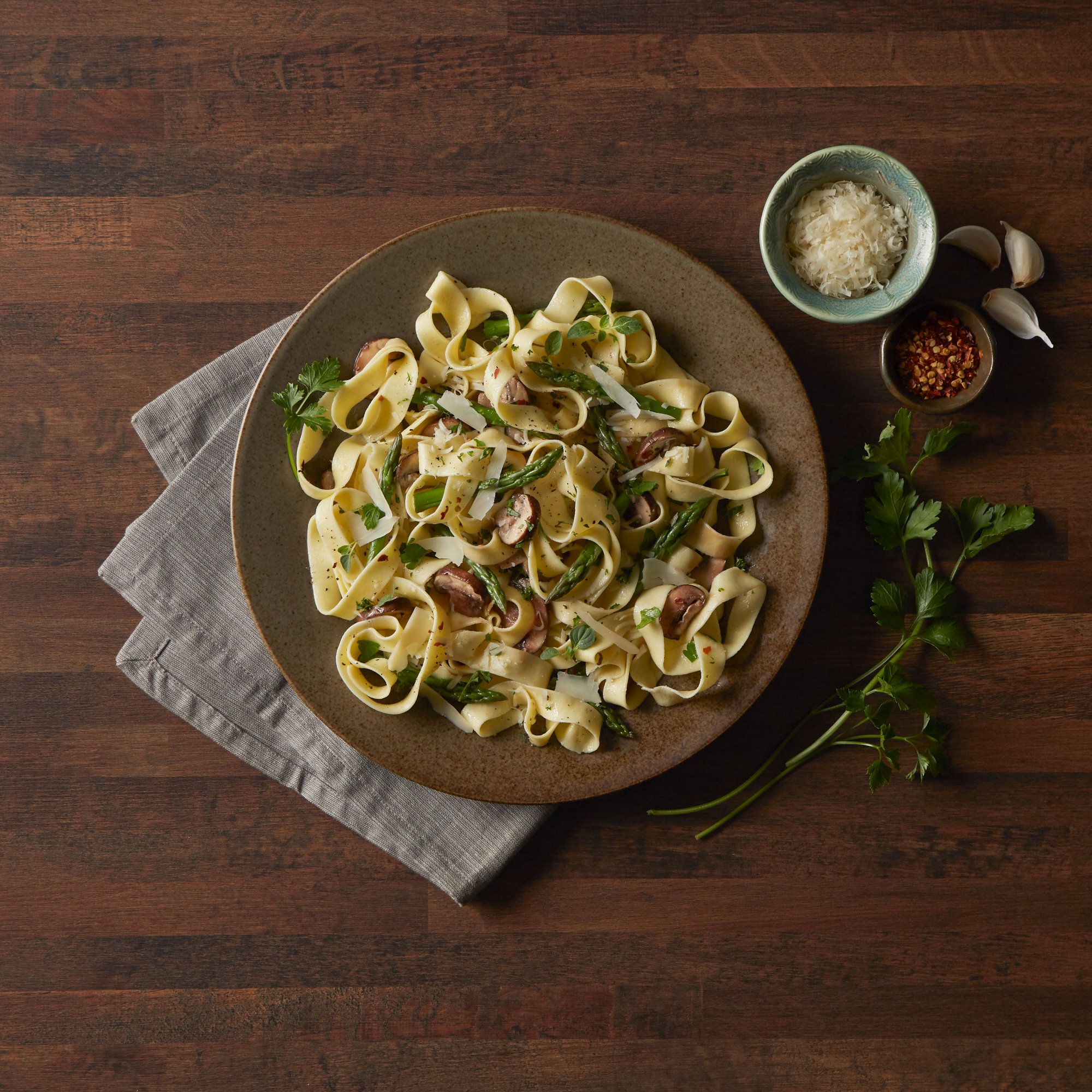 Overhead pasta commercial food photography, Richmond Virginia