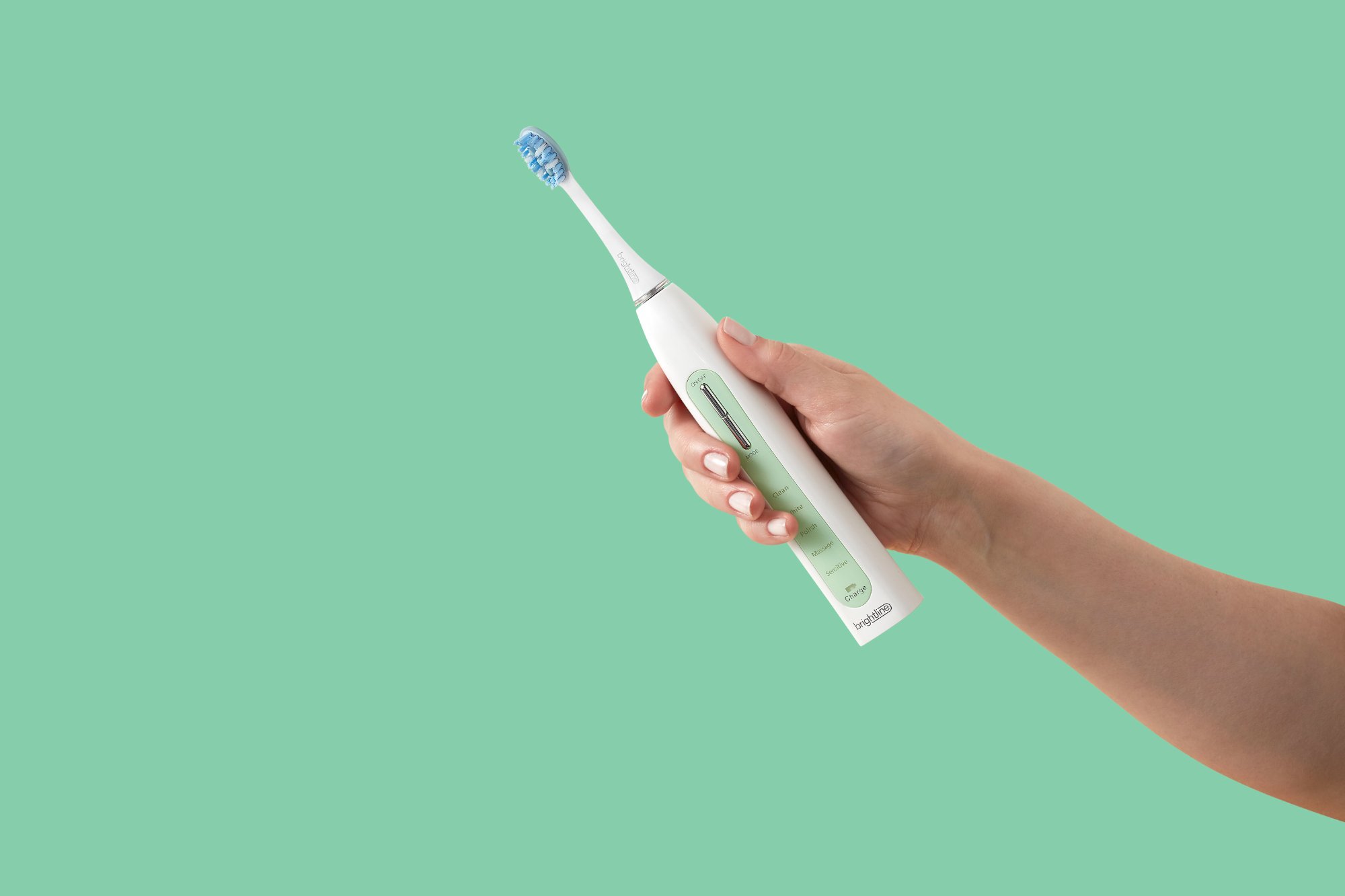 Toothbrush product photography with hand model, Richmond VA